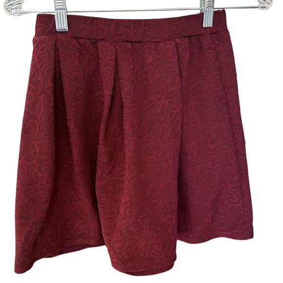 JOE B Burgundy Floral Jacquard Embossed Skirt Size Small - Picture 1 of 7